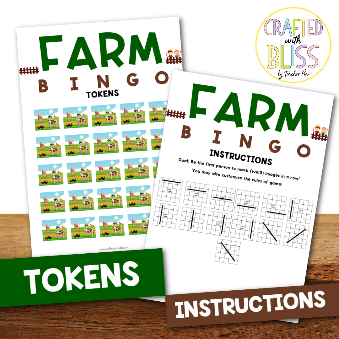 50 Farm Bingo Cards (5x5)