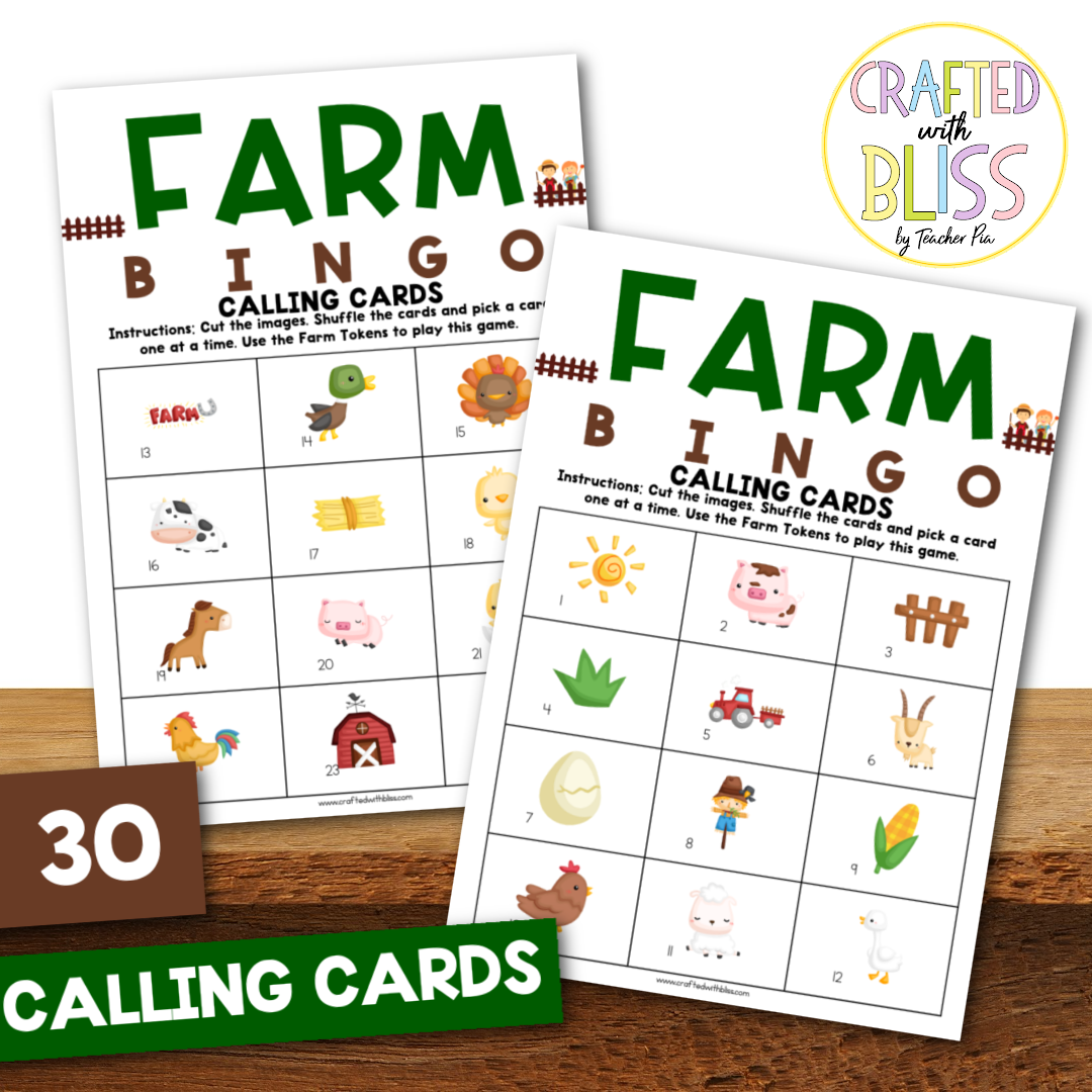 50 Farm Bingo Cards (5x5)