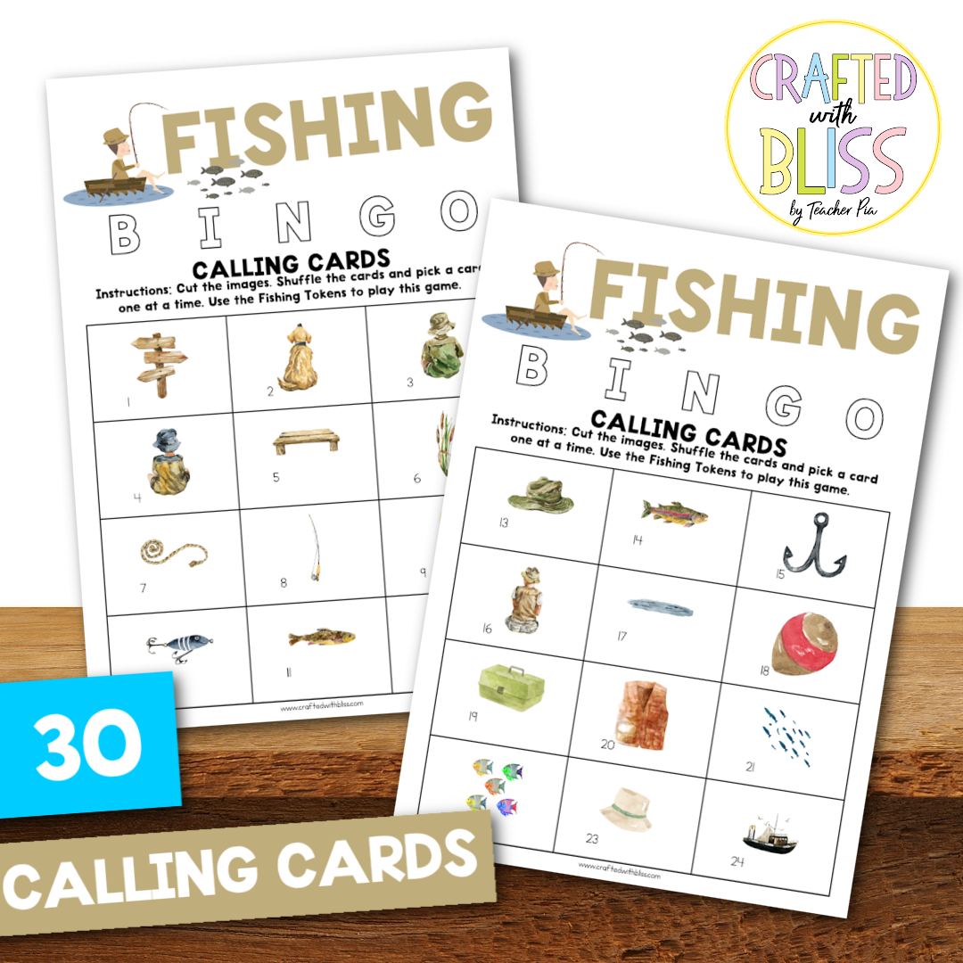 50 Fishing Bingo Cards (5x5)