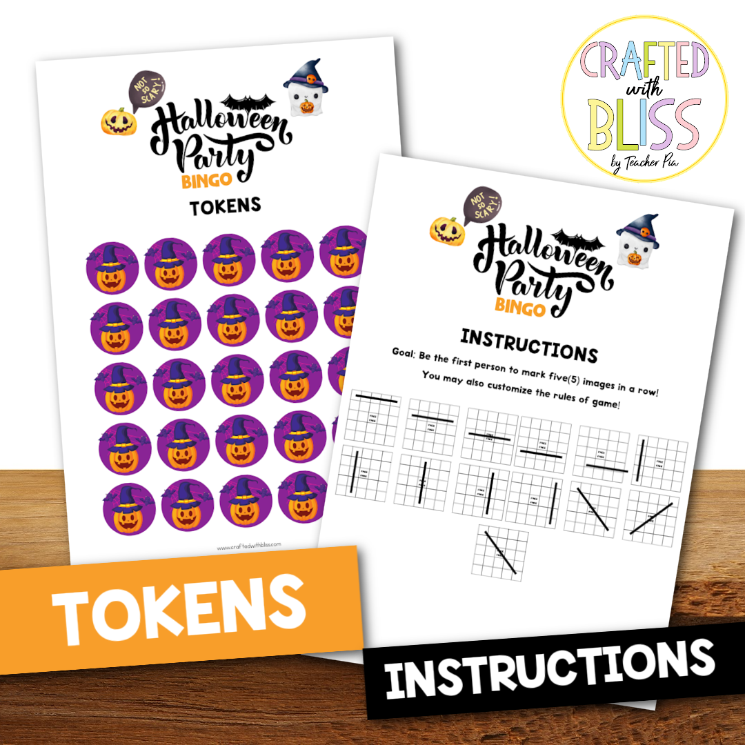 50 Watercolor Halloween Bingo Cards (5x5)