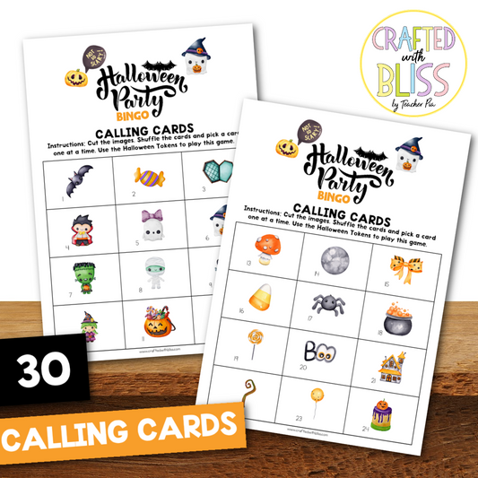 50 Watercolor Halloween Bingo Cards (5x5)