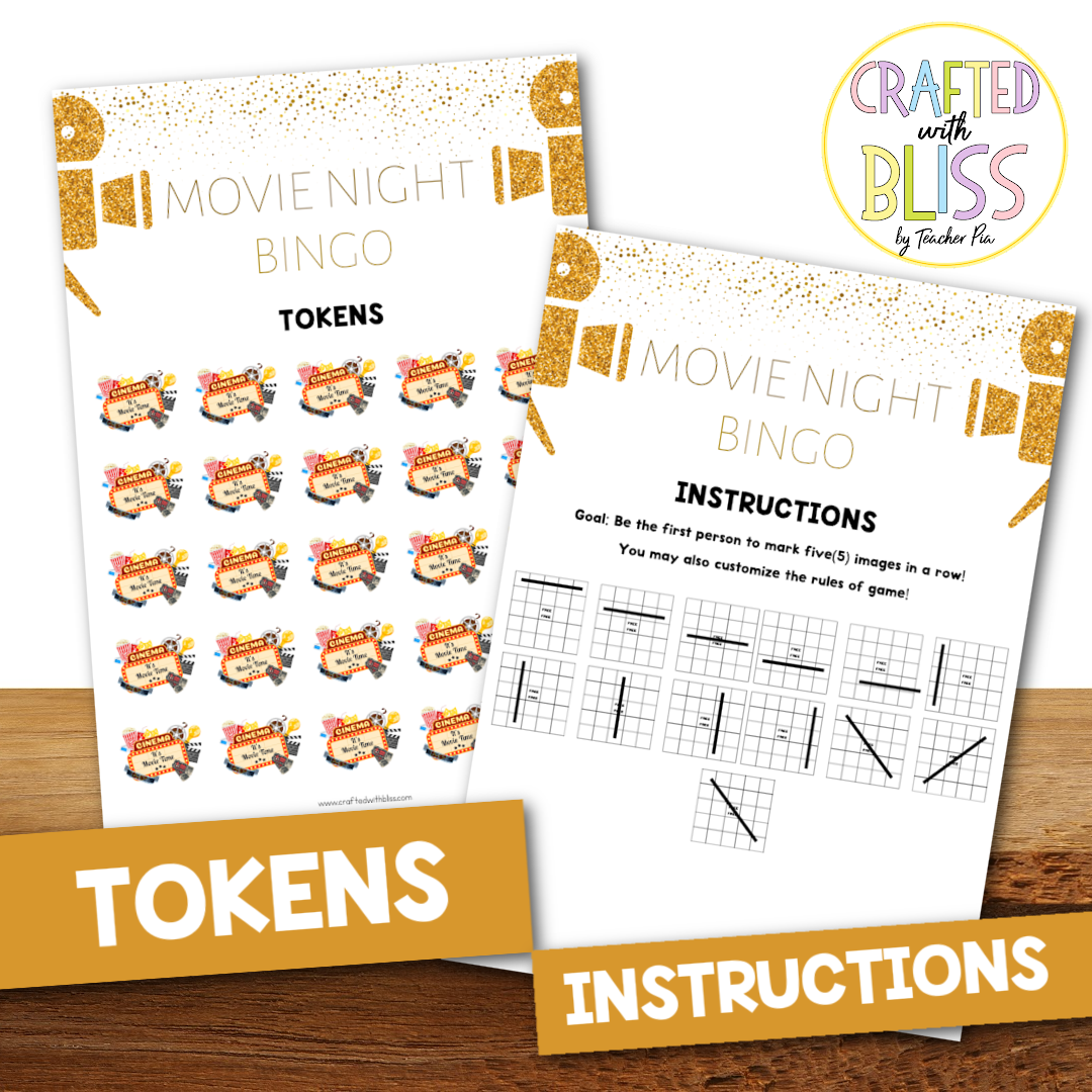 50 Movie Night Bingo Cards (5x5)