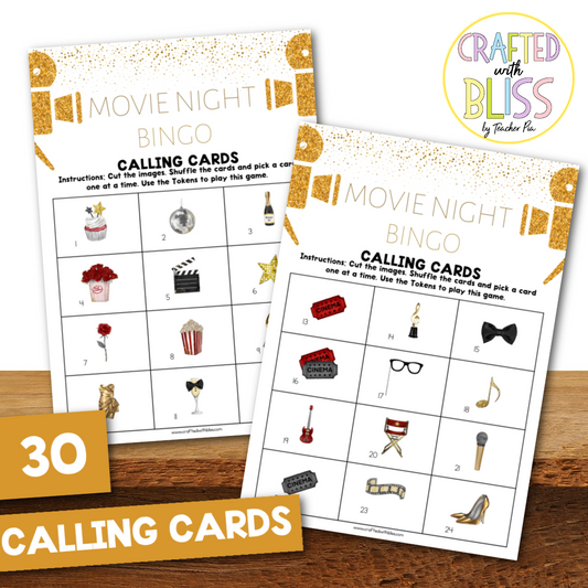 50 Movie Night Bingo Cards (5x5)