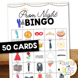 50 Prom Night Party Bingo Cards (5x5)