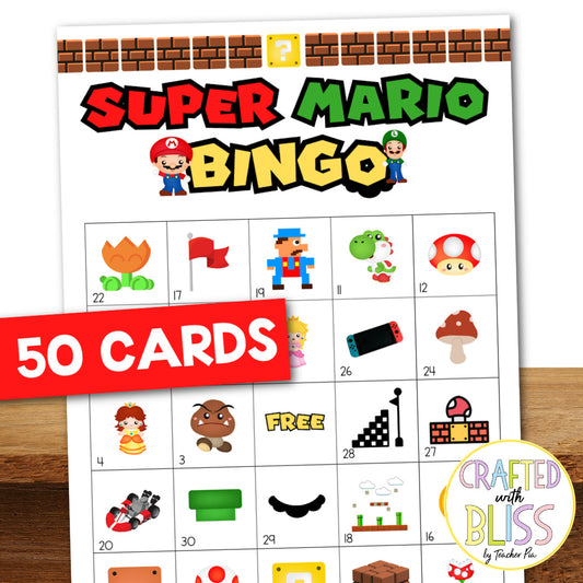 50 Super Mario Bingo Cards (5x5)