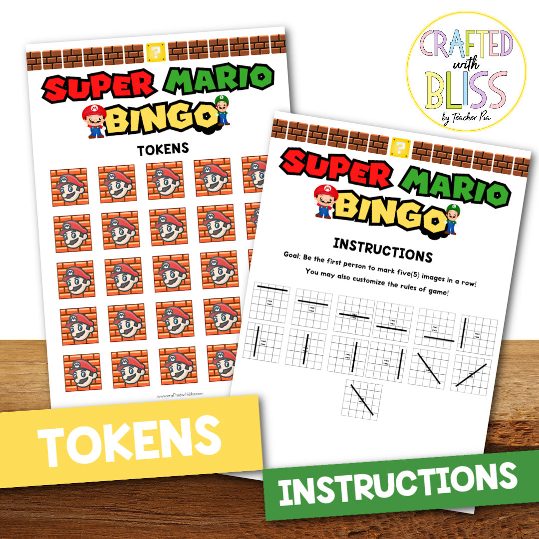 50 Super Mario Bingo Cards (5x5)