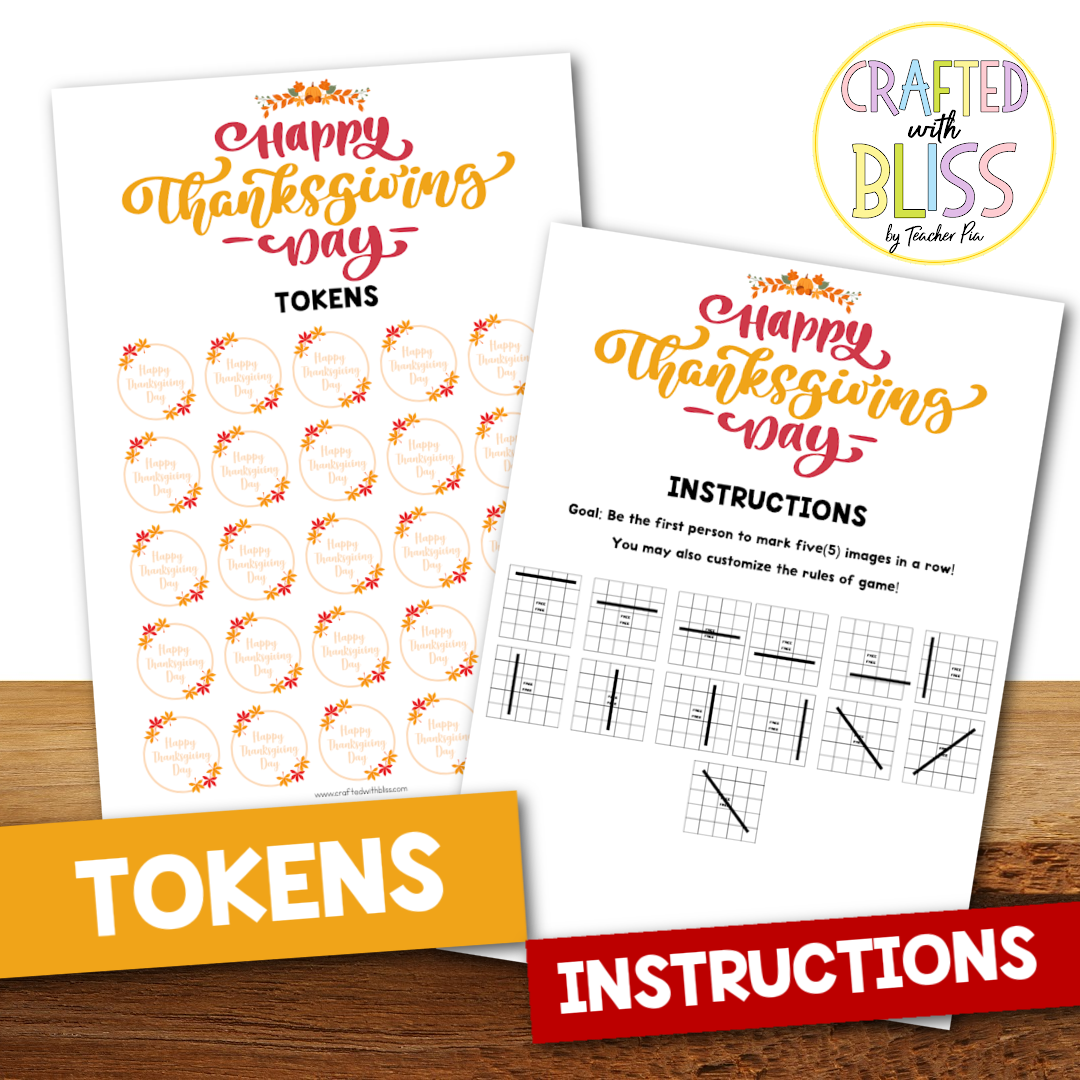 50 Thanksgiving Bingo Cards (5x5)