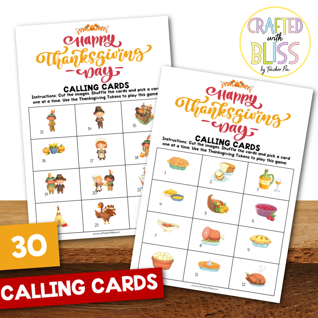 50 Thanksgiving Bingo Cards (5x5)