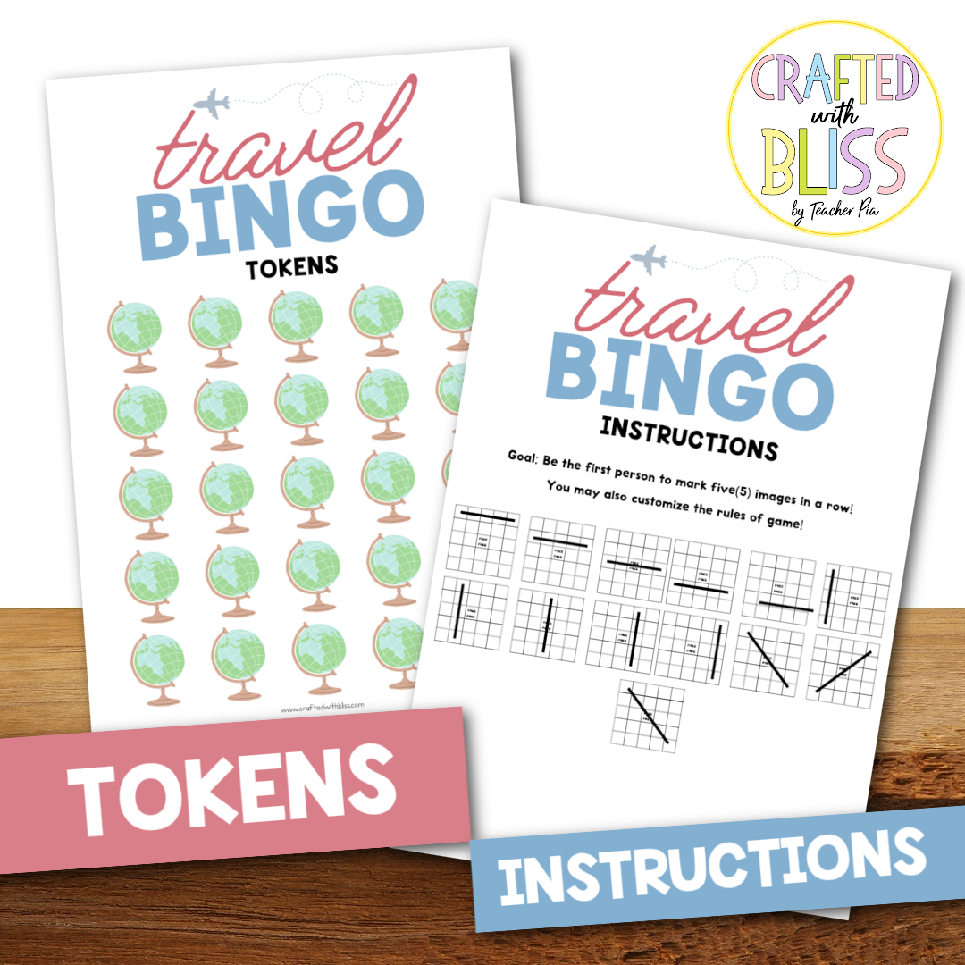50 Travel Bingo Cards (5x5)
