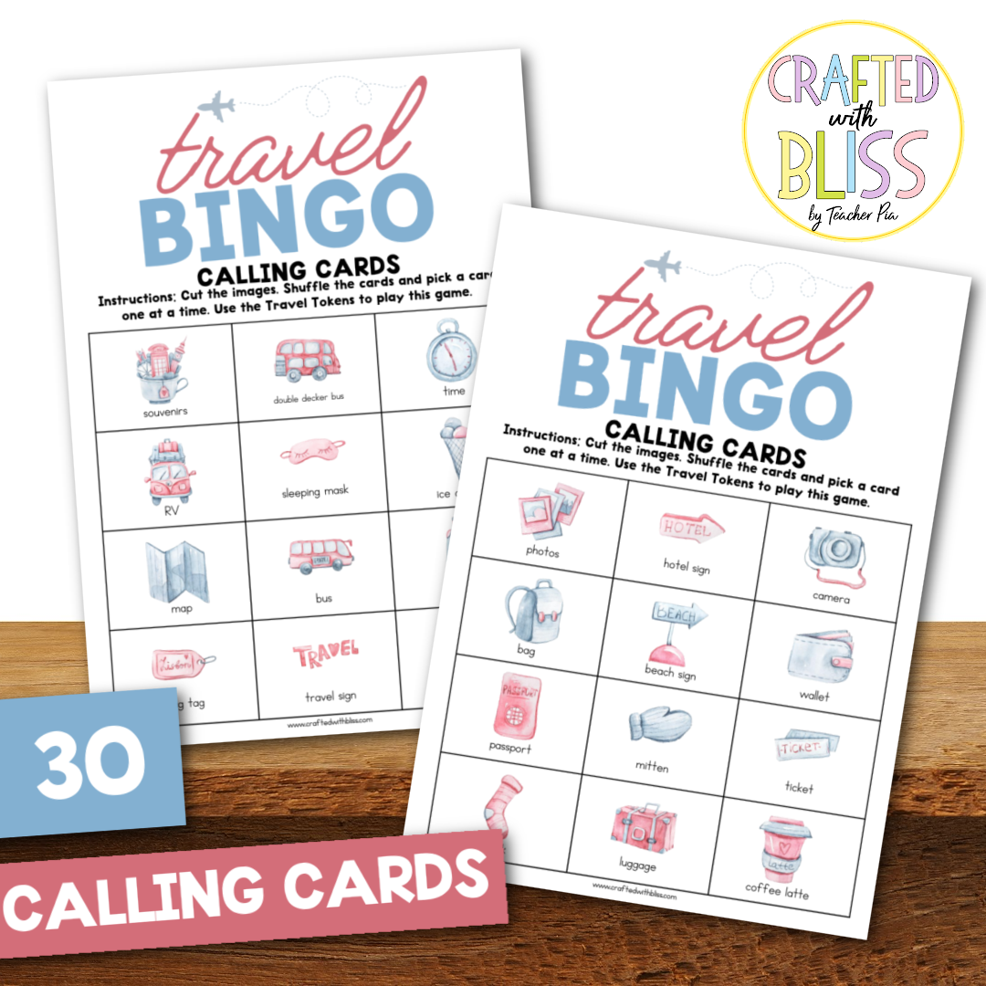 50 Travel Bingo Cards (5x5)