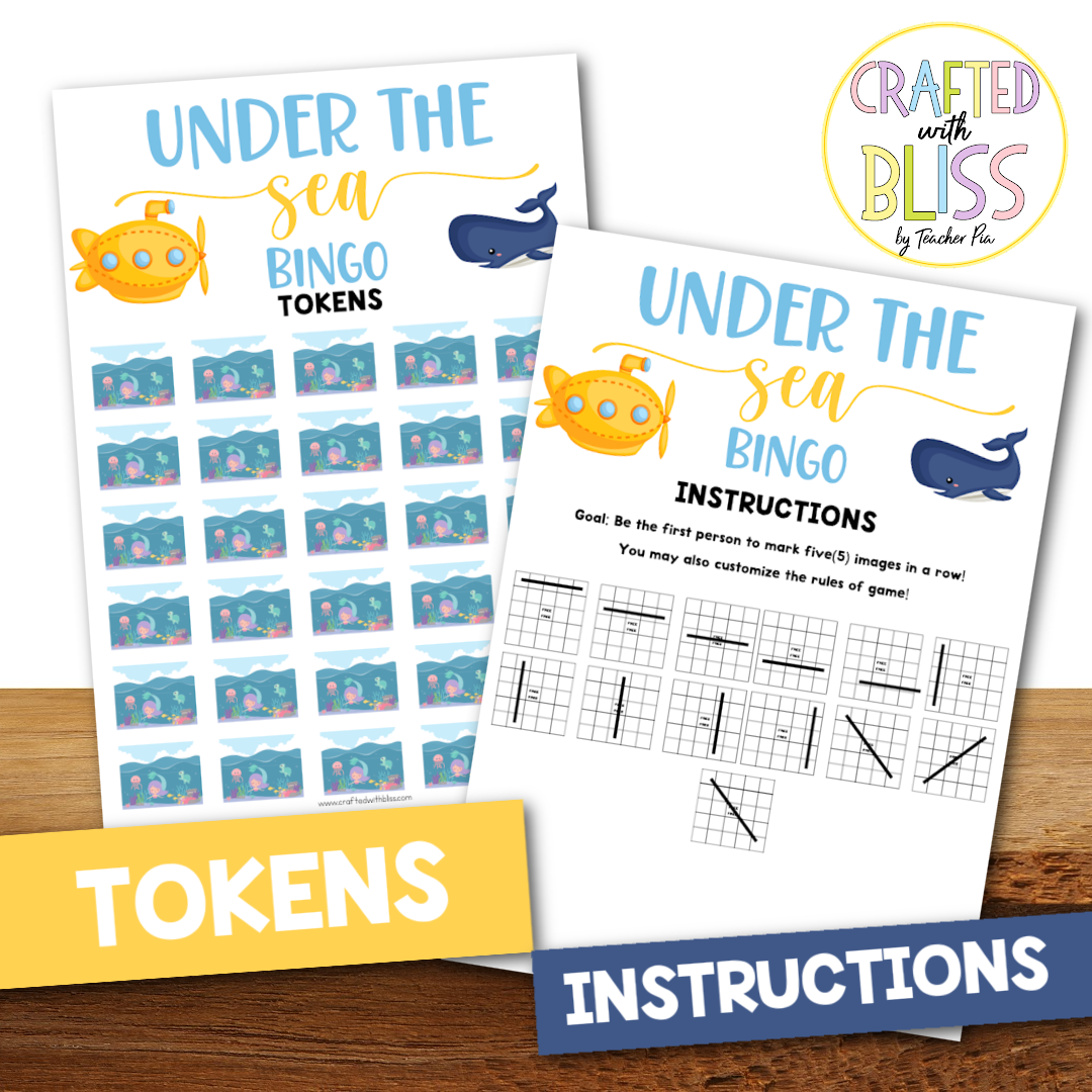 50 Under the Sea Theme Bingo Cards (5x5)