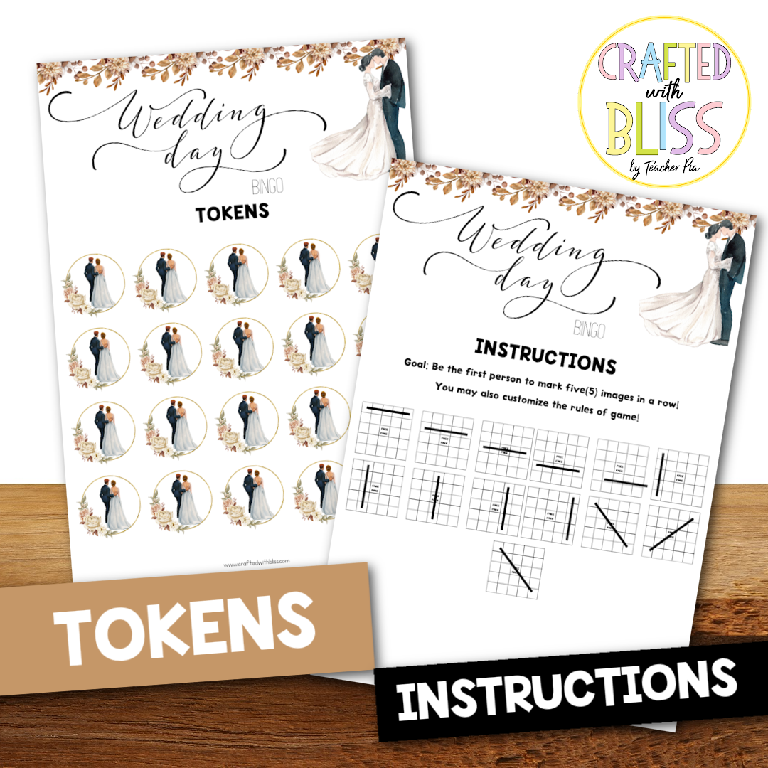 50 Vintage Wedding Bingo Cards (5x5)