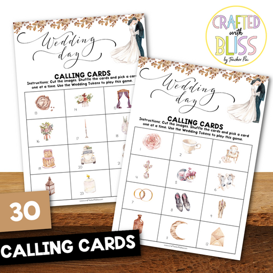 50 Vintage Wedding Bingo Cards (5x5)