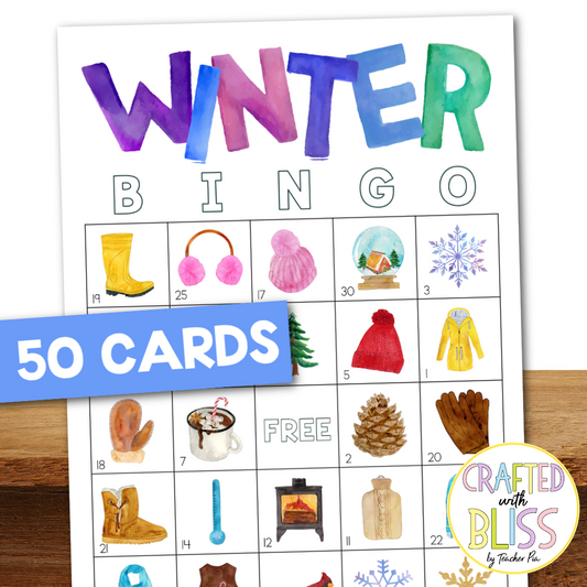50 Winter Bingo Cards (5x5)