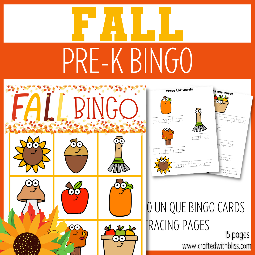 10 Fall BINGO For Preschool-Kindergarten