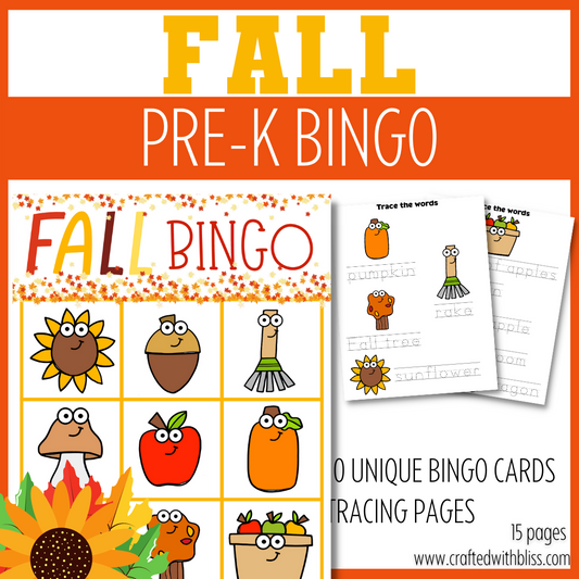 10 Fall BINGO For Preschool-Kindergarten