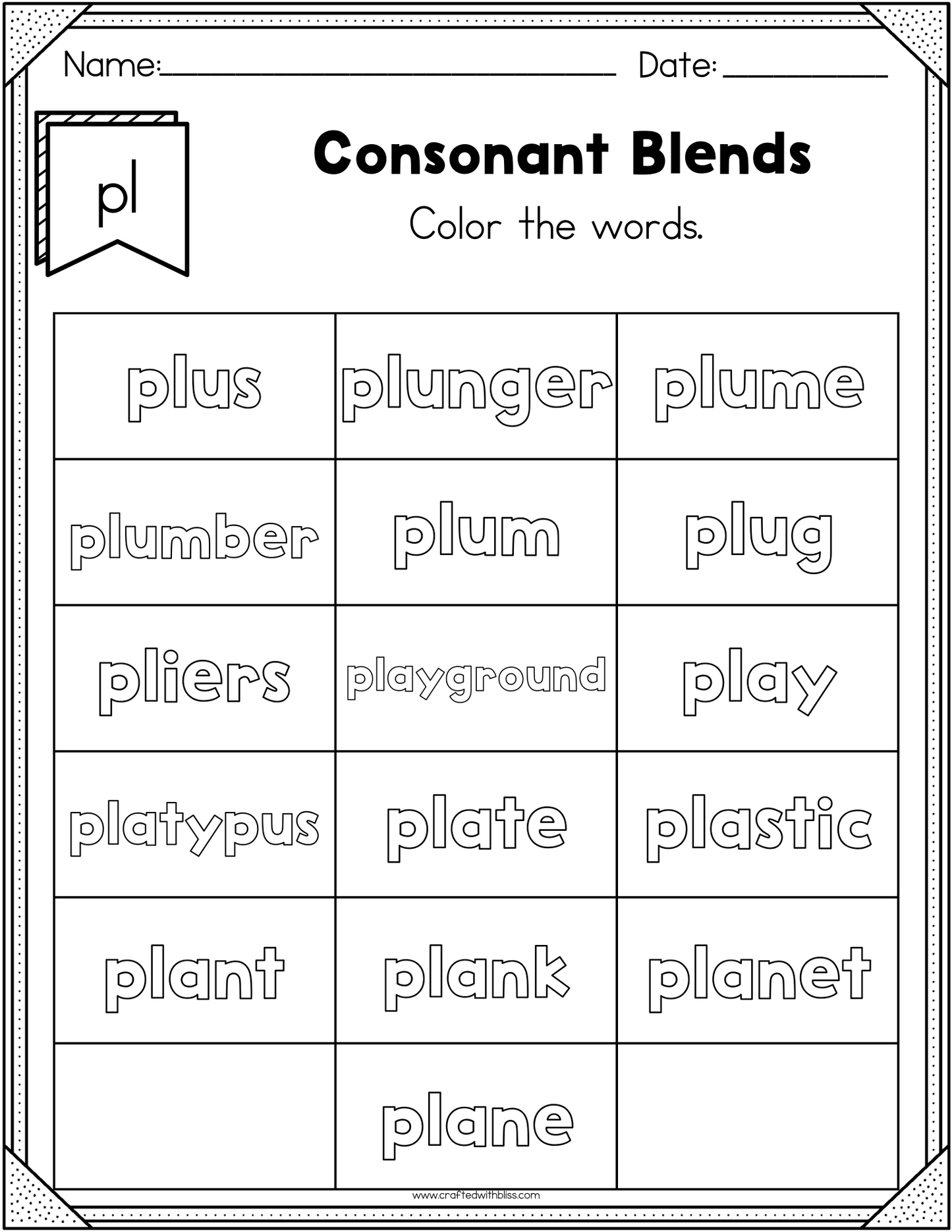 NO PREP PL Beginning Blend Phonics Worksheet - 25 PAGES