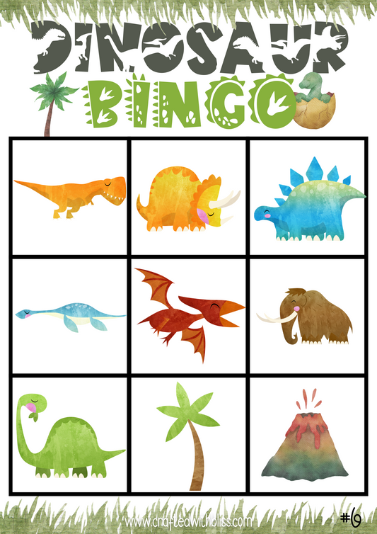 10 Dinosaur BINGO For Preschool-Kindergarten
