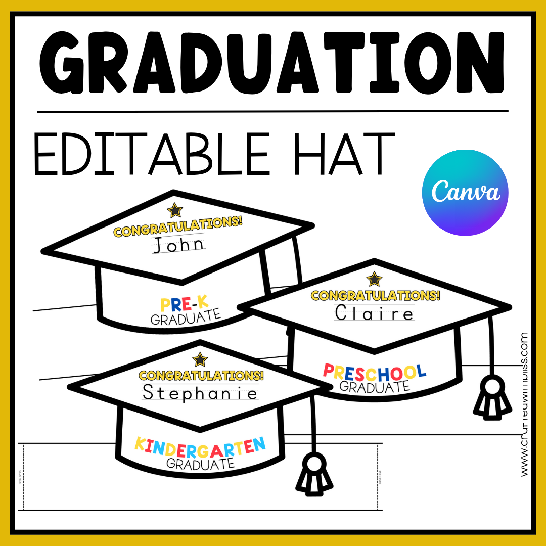 Editable Graduation Hat Template End of the Year Craft
