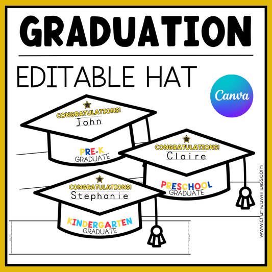 Editable Graduation Hat Template End of the Year Craft