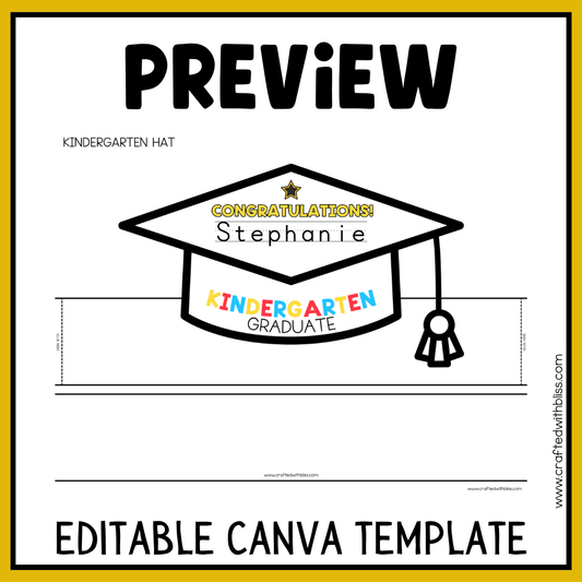 Editable Graduation Hat Template End of the Year Craft