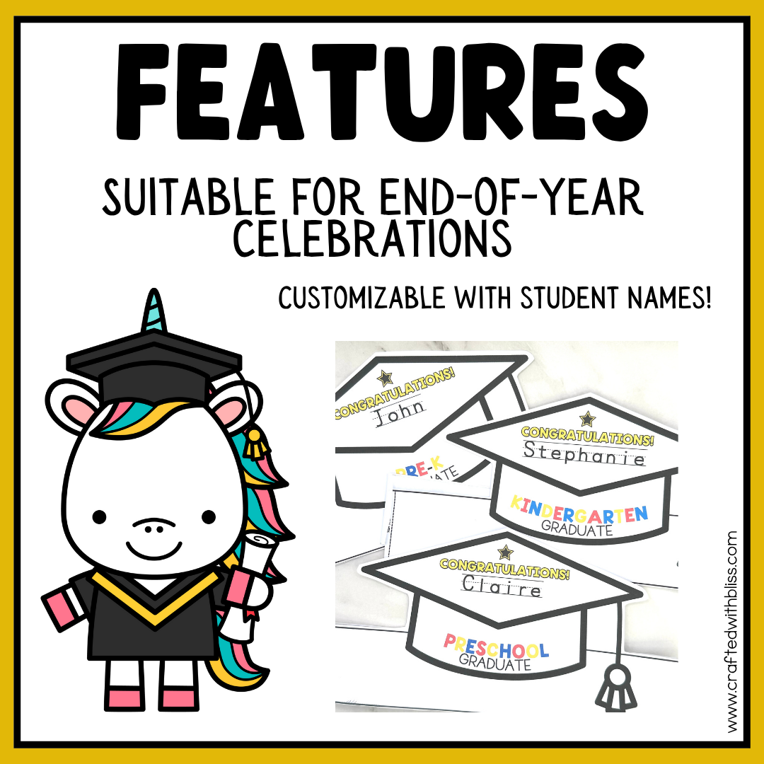 Editable Graduation Hat Template End of the Year Craft