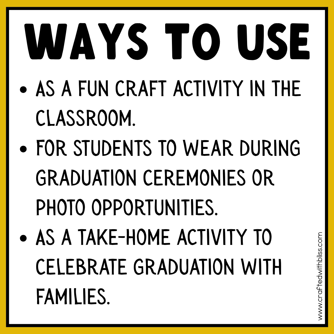 Editable Graduation Hat Template End of the Year Craft