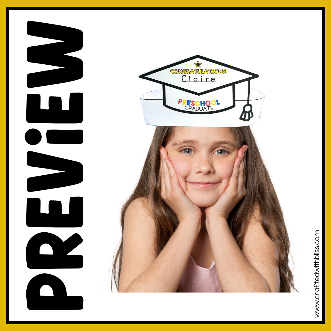 Editable Graduation Hat Template End of the Year Craft