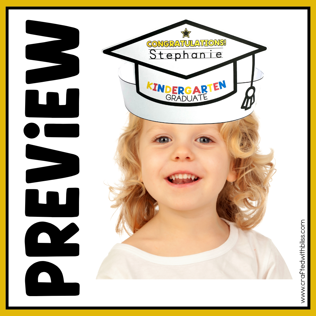 Editable Graduation Hat Template End of the Year Craft