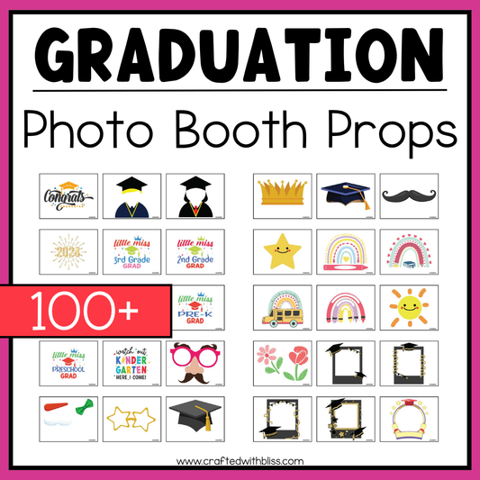 100 Graduation Simple Photo booth Props End of the Year 2024 Senior Graduate