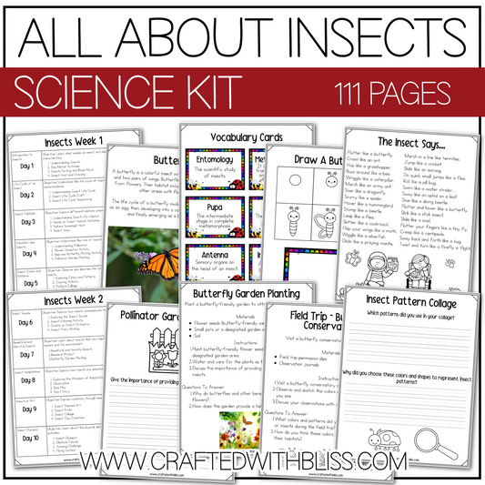 All About Insects Science K-2 Worksheet Activity 2 Week Plan