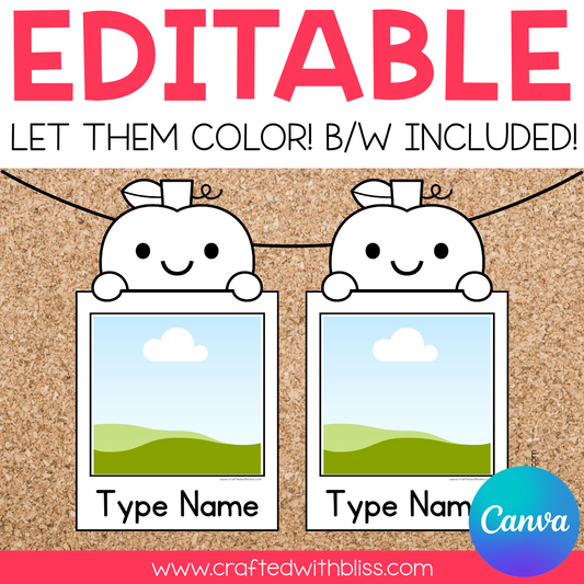 Editable Apple Photo Bulletin Decor | Canva Template
