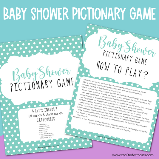 The Ultimate Baby Shower Pictionary Game - 64 Cards