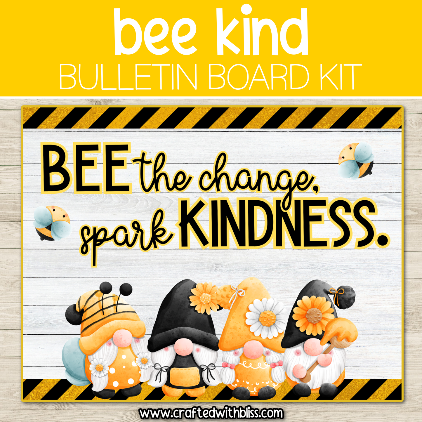 Bee Kind Gnome Bulletin Board Kit Door Classroom Decor Spring April Kindness
