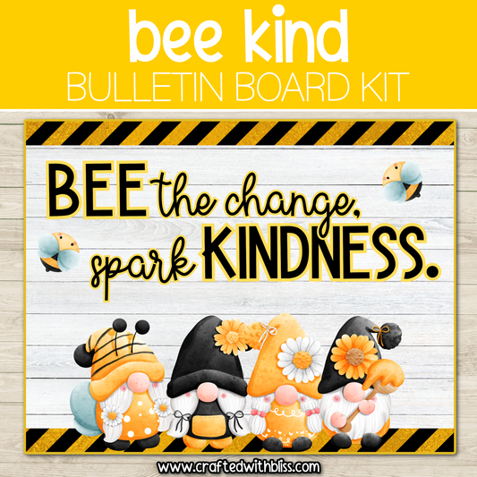 Bee Kind Gnome Bulletin Board Kit Door Classroom Decor Spring April Kindness