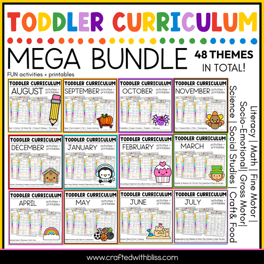 Toddler Curriculum MEGA Bundle Tot School Homeschool Daycare 2-3 yo 48 Themes