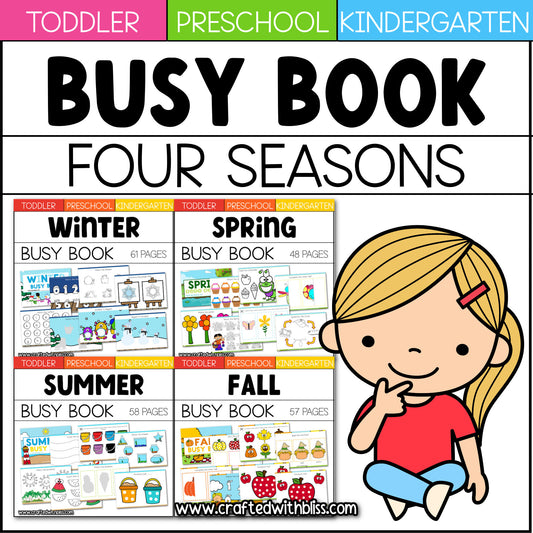 Four Seasons Busy Book/Binder Big Bundle (SpEd, Toddler and Pre-K) Spring, Summer, Fall and Winter! Save More with this bundle!