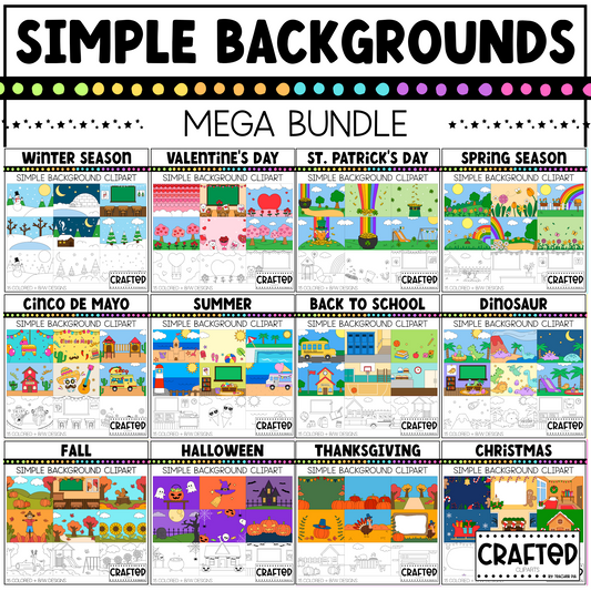 Year Round Simple Background Clipart Scene Mega Bundle Commercial Use
