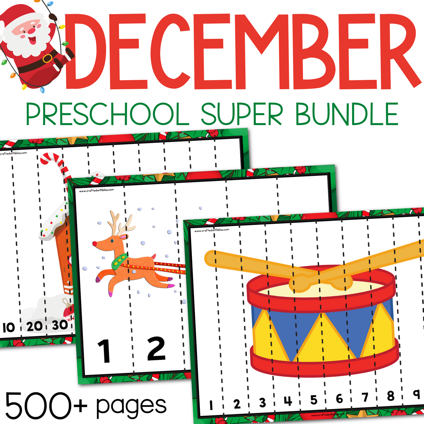 December Preschool Super Bundle, Christmas Kindergarten Activities, Daycare Craft Worksheet, Printable Winter Activities Kids, Homeschool