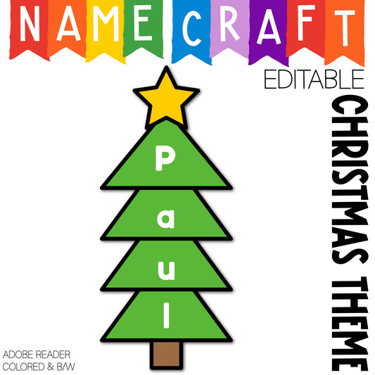 Editable Christmas Name Craft Classroom Bulletin Decor Christmas Craft Theme