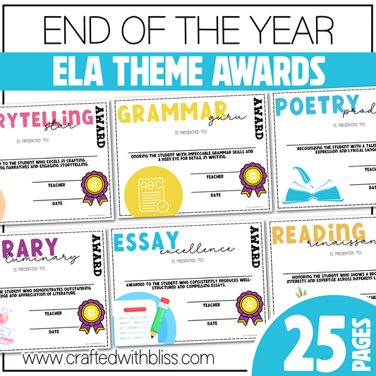Editable ELA End of the Year Awards