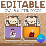 Editable Owl Thanksgiving Bulletin Decor | Canva Template