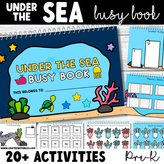 Under The Sea Busy Book PreK and Toddler Learning Binder Activities Center