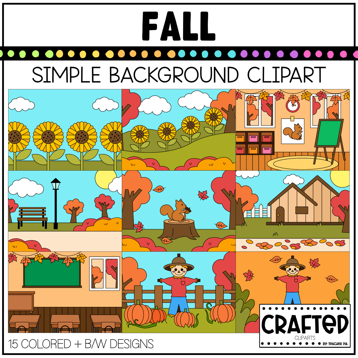 Simple Fall Background Scene September Clipart Commercial Use