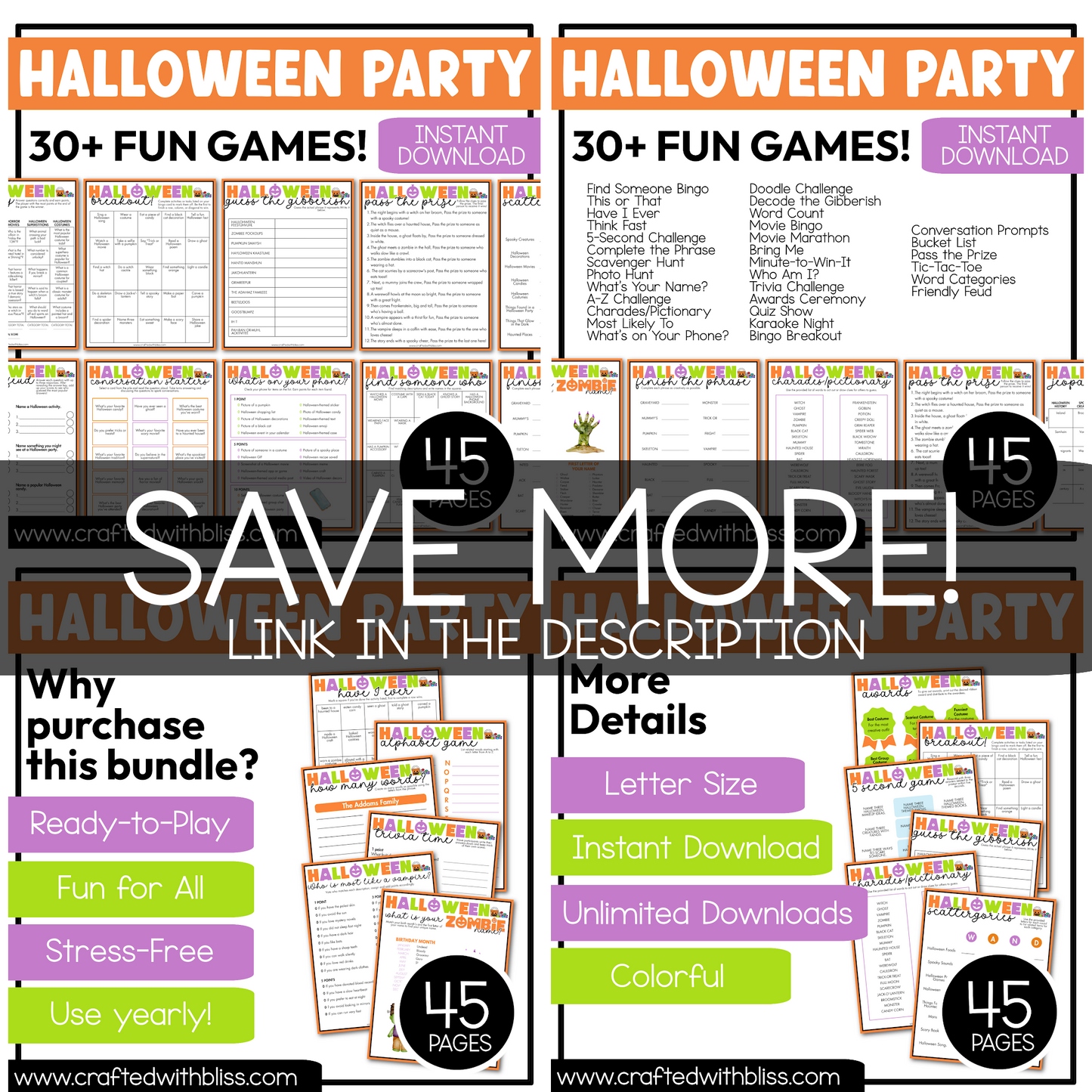 Halloween Party Game Printable Bundle