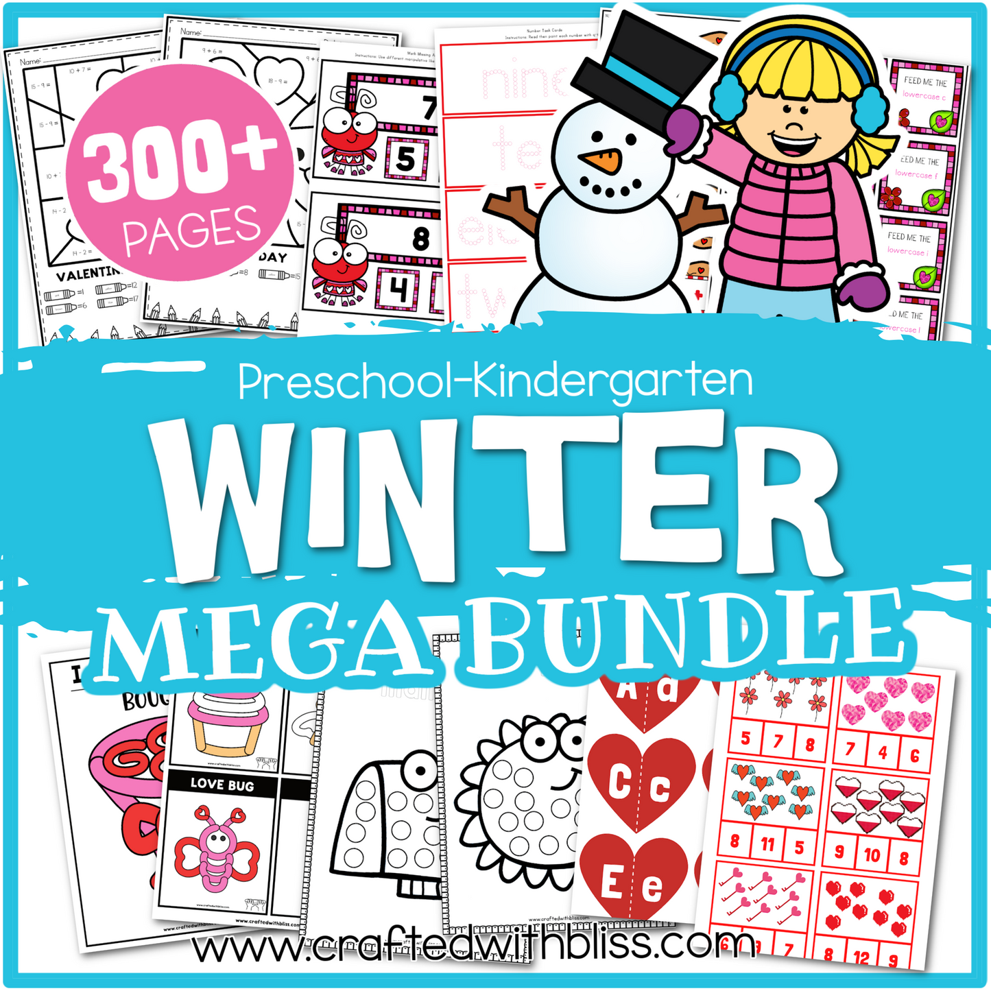 January Preschool-Kindergarten Bundle, January Kindergarten Activities, Daycare Craft Worksheet, Printable Winter Activities Kids Homeschool