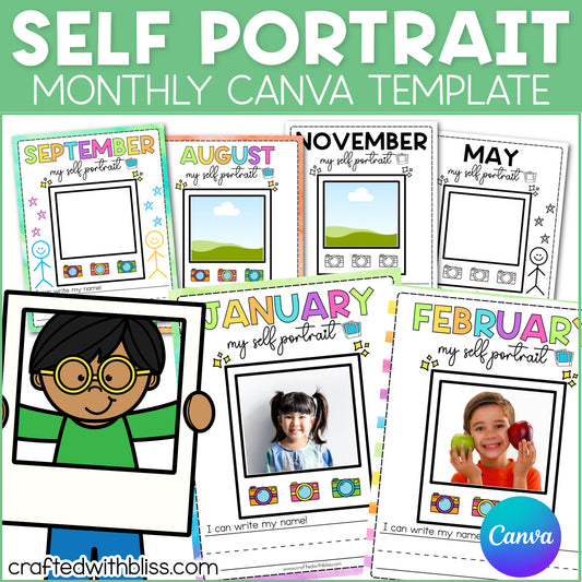 Monthly Self Portrait Activity | Editable Canva Template | Back to School