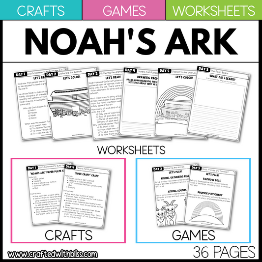 Noah's Ark Bible Story Worksheet Games Crafts