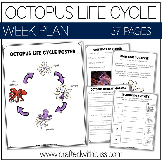 Octopus Life Cycle Week Unit Plan Science K-2 Craft Worksheet