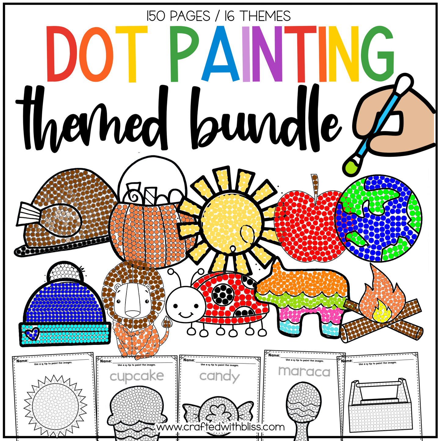 Dot Painting Q-Tip Fine Motor Skills Themed Bundle